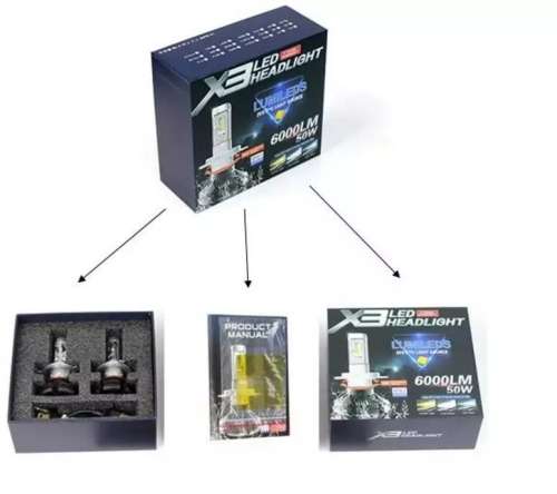 X3 LED HEADLIGHT 50W 12000LM - 9006